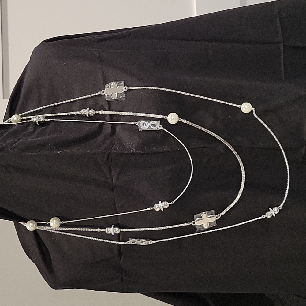 3 layer  silver necklace
